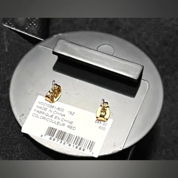 LOW START! Marc Jacobs Gold Heart Postback Earrings with Red Stones & Gift Box❤️ - Picture 3 of 3